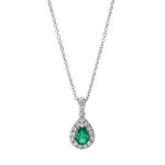 Collier 3er-Krappe Weißgold 18kt 0,19 Diamantschmuck Farbstein 0,27 ct - 4J399