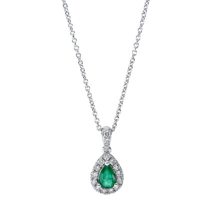 Collier 3er-Krappe Weißgold 18kt 0,19 Diamantschmuck Farbstein 0,27 ct - 4J399