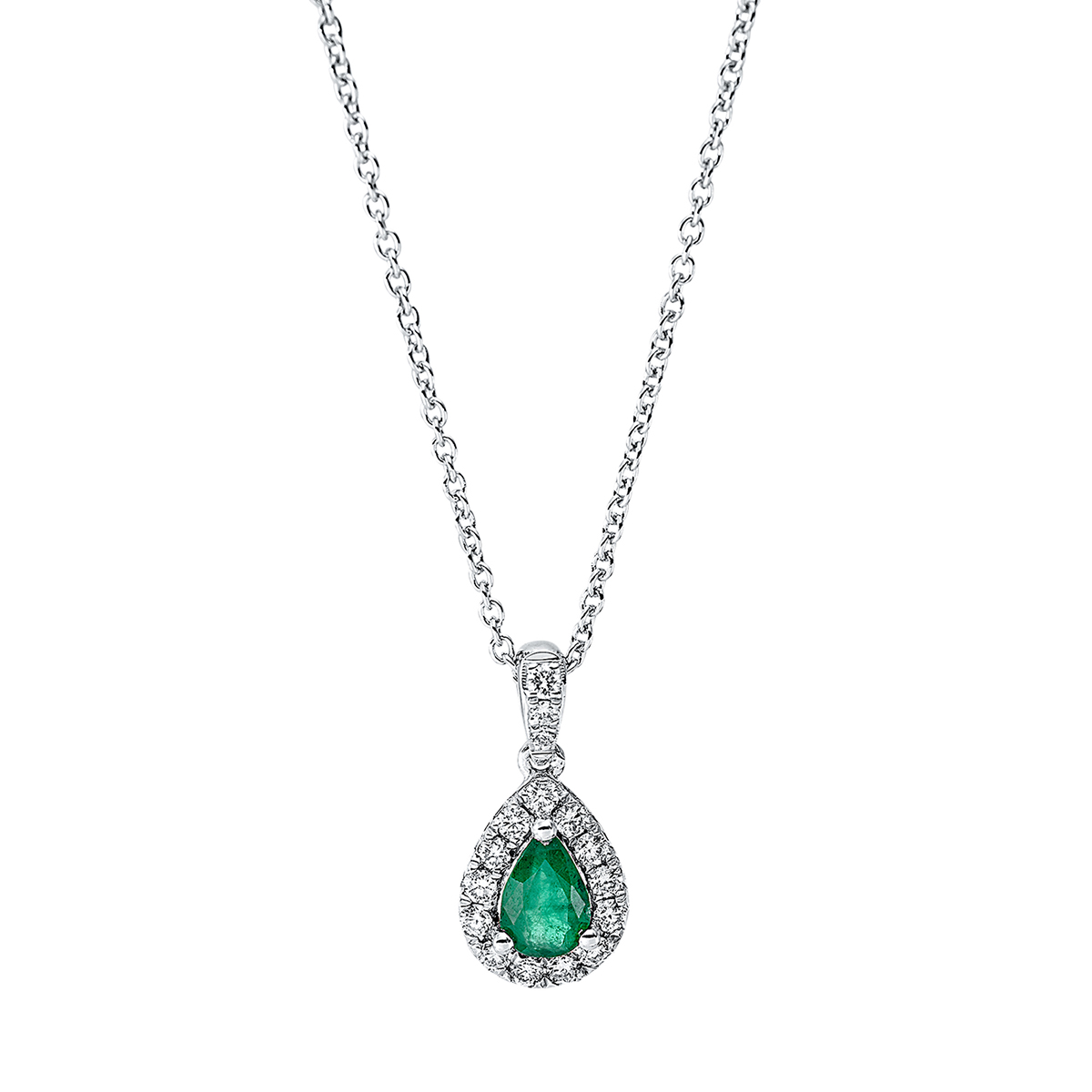 4J399W Collier 3er-Krappe Weißgold 18kt 0,19 Diamantschmuck Farbstein 0,27 ct - 4J399 – Bild 1