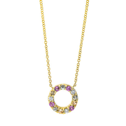 Collier Gelbgold 18kt 0,06 Diamantschmuck Farbstein 0,26 ct - 4J417