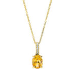 Collier 4er-Krappe Gelbgold 18kt 0,06 Diamantschmuck Farbstein 1,69 ct - 4J438