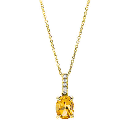 Collier 4er-Krappe Gelbgold 18kt 0,06 Diamantschmuck Farbstein 1,69 ct - 4J438