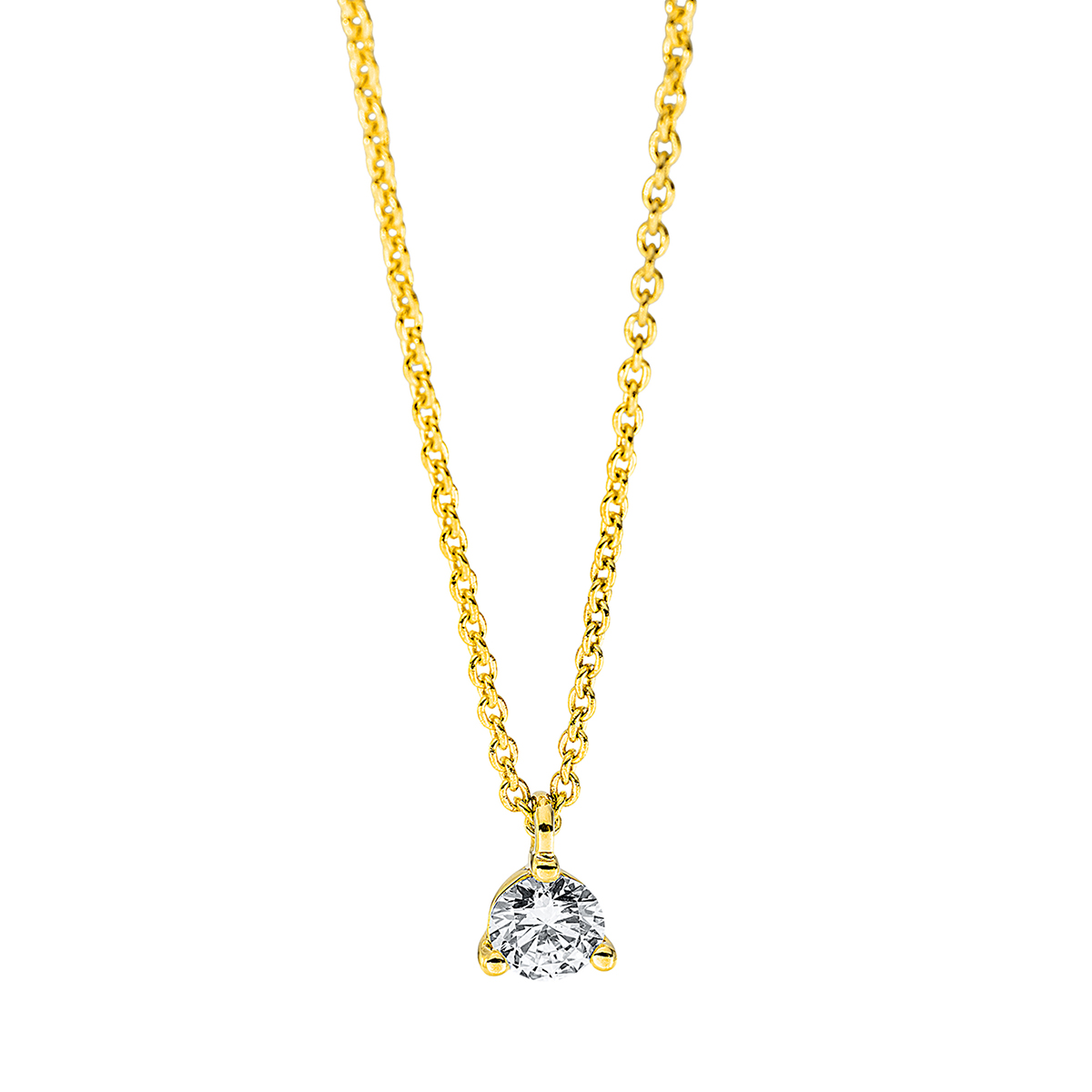 4J490G Collier 3er-Krappe Gelbgold 18kt 0,15 Diamantschmuck mit 1 Diamanten - 4J490 – Bild 1