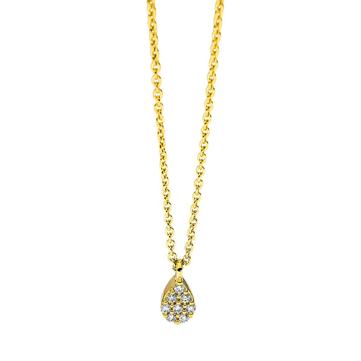4J501G Collier Gelbgold 18kt 0,04 Diamantschmuck mit 8 Diamanten - 4J501 – Bild 1