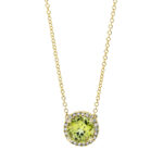 Collier Gelbgold 18kt 0,10 Diamantschmuck Farbstein 1,7 ct - 4J532