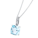 Collier 4er-Krappe Weißgold 18kt 0,02 Diamantschmuck Farbstein 2,7 ct - 4J545