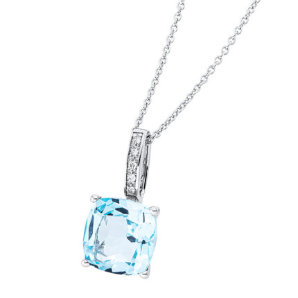 Collier 4er-Krappe Weißgold 18kt 0,02 Diamantschmuck Farbstein 2,7 ct - 4J545