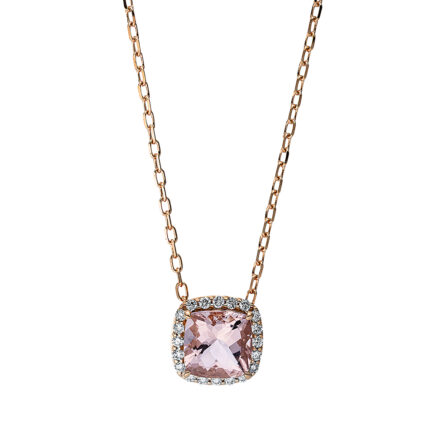 Collier 4er-Krappe Rosegold 18kt 0,10 Diamantschmuck Farbstein 0,86 ct - 4J556