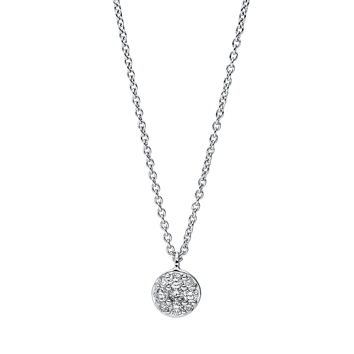 4J584W Collier Weißgold 18kt 0,12 Diamantschmuck mit 9 Diamanten - 4J584 – Bild 1