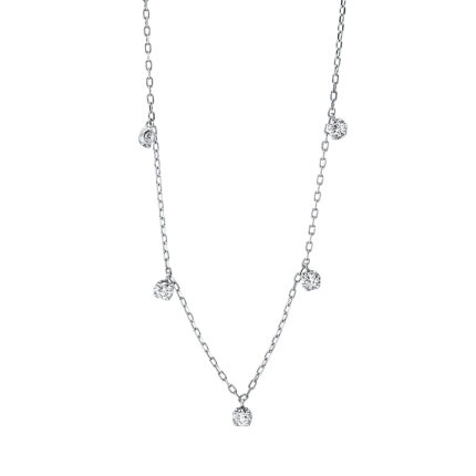 Collier Weißgold 18kt 0,38 Diamantschmuck mit 5 Diamanten - 4J838