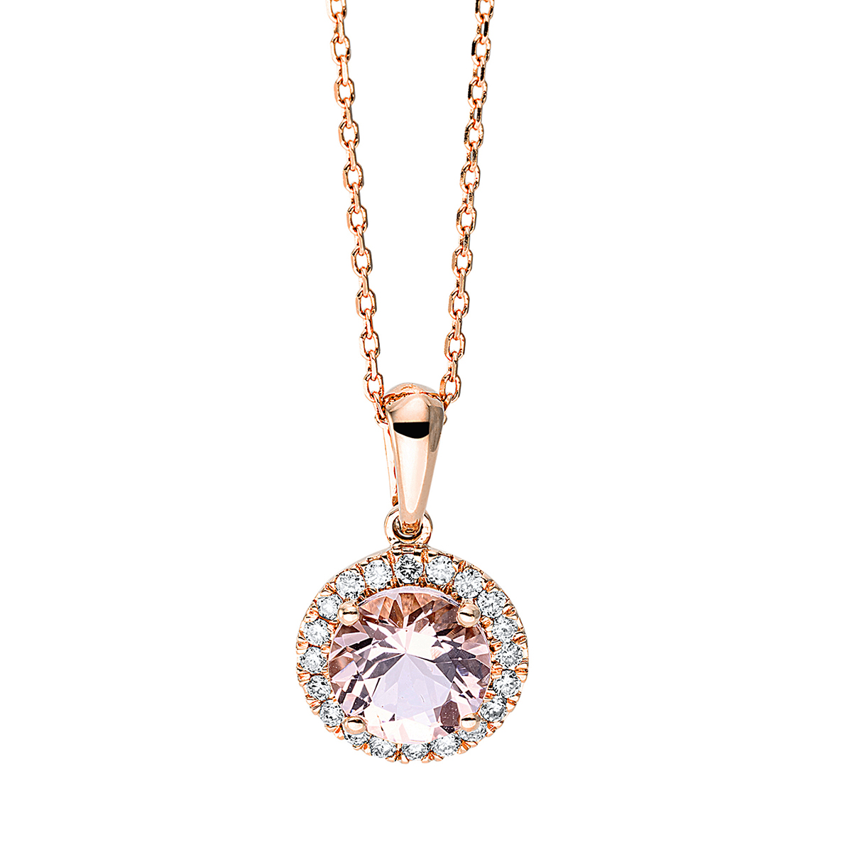 4K341R Collier Rosegold 18kt 0,12 Diamantschmuck Farbstein 0,87 ct - 4K341 – Bild 1