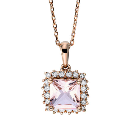 Collier Rosegold 18kt 0,14 Diamantschmuck Farbstein 0,9 ct - 4K345