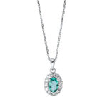 Collier Weißgold 18kt 0,25 Diamantschmuck Farbstein 0,4 ct - 4K374