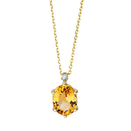 Collier Gelbgold 18kt 0,02 Diamantschmuck Farbstein 1,55 ct - 4K418