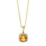 Collier Gelbgold 18kt 0,05 Diamantschmuck Farbstein 0,5 ct - 4K426
