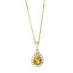 Collier Gelbgold 18kt 0,25 Diamantschmuck Farbstein 0,62 ct - 4K428