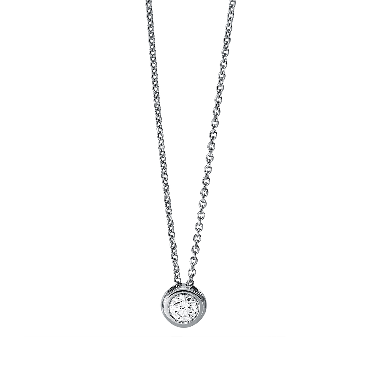 4K442W Collier Zarge Weißgold 18kt 0,15 Diamantschmuck mit 1 Diamanten - 4K442 – Bild 1