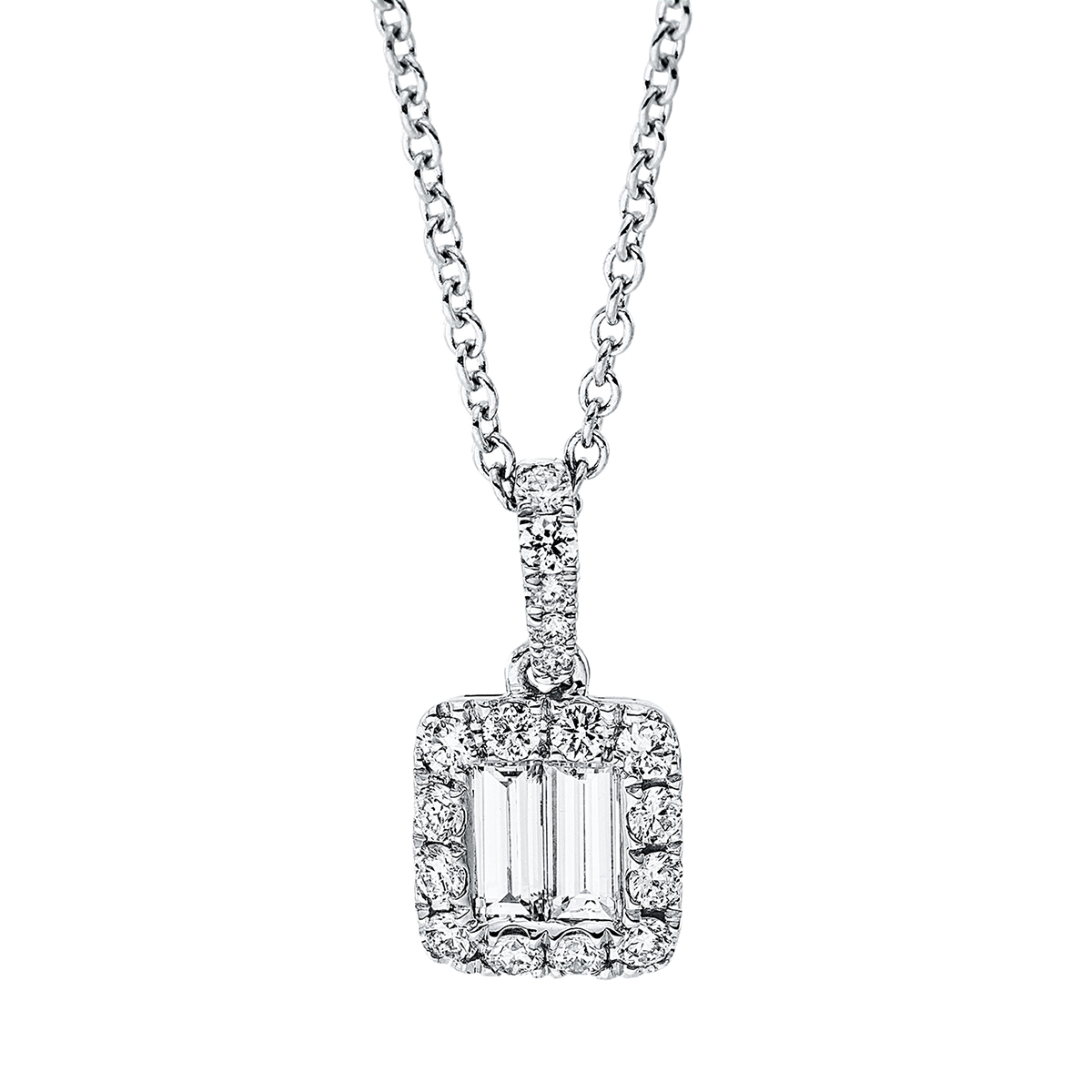 4K647W Collier Weißgold 18kt 0,49 Diamantschmuck mit 19 Diamanten - 4K647 – Bild 1