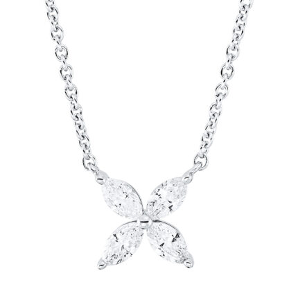 Collier Weißgold 18kt 0,39 Diamantschmuck mit 4 Diamanten - 4L094