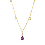 Collier Gelbgold 18kt 0,22 Diamantschmuck Farbstein 0,53 ct - 4L251