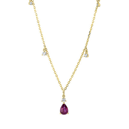 Collier Gelbgold 18kt 0,22 Diamantschmuck Farbstein 0,53 ct - 4L251