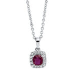 Collier Weißgold 18kt 0,10 Diamantschmuck Farbstein 0,37 ct - 4L483