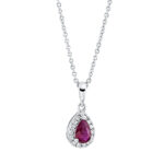 Collier Weißgold 18kt 0,11 Diamantschmuck Farbstein 0,36 ct - 4L486