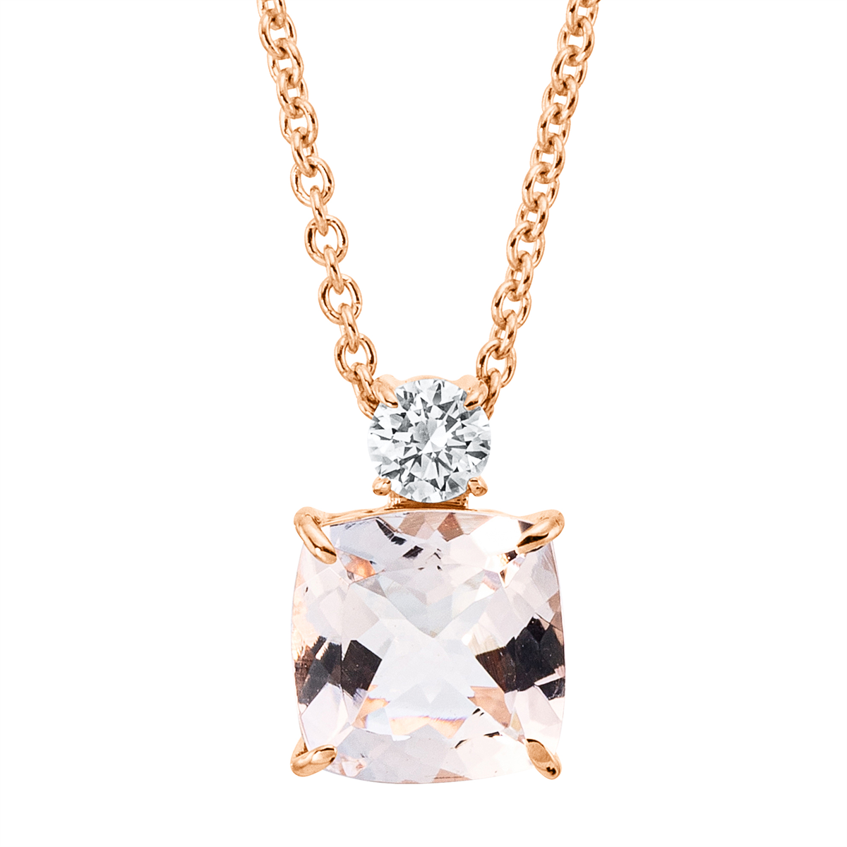 4L979R Collier 4er-Krappe Rosegold 18kt 0,08 Diamantschmuck Farbstein 0,69 ct - 4L979 – Bild 1