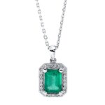 Collier Weißgold 18kt 0,12 Diamantschmuck Farbstein 0,95 ct - 4M178