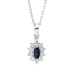 Collier Weißgold 18kt 0,10 Diamantschmuck Farbstein 0,14 ct - 4M259