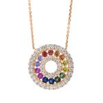 Collier Rosegold 18kt 0,32 Diamantschmuck Farbstein 0,7 ct - 4M597