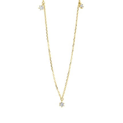 Collier Gelbgold 18kt 0,10 Diamantschmuck mit 3 Diamanten - 4M598