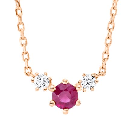 Collier 6er-Krappe Rosegold 18kt 0,05 Diamantschmuck Farbstein 0,14 ct - 4M604