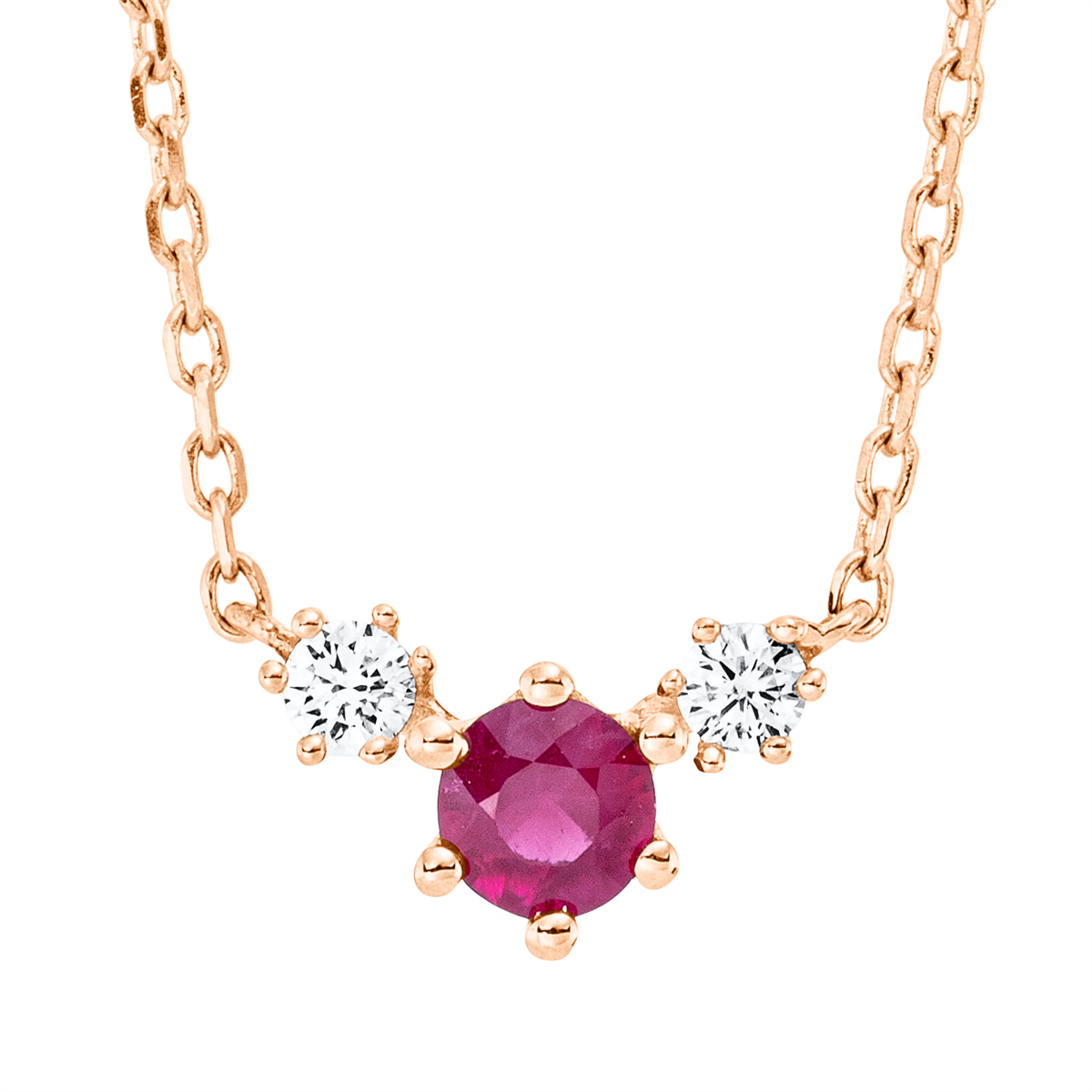4M604R Collier 6er-Krappe Rosegold 18kt 0,05 Diamantschmuck Farbstein 0,14 ct - 4M604 – Bild 1