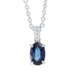 Collier Weißgold 18kt 0,02 Diamantschmuck Farbstein 0,56 ct - 4M645