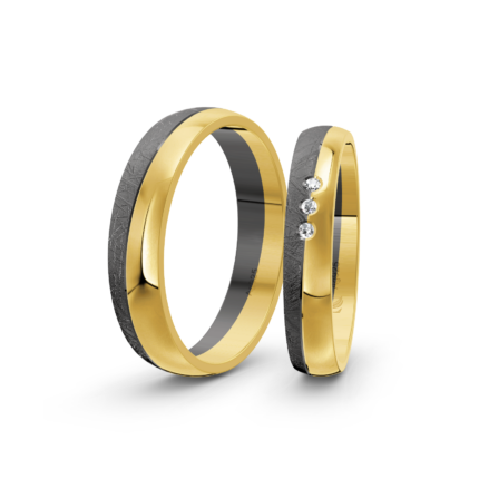 Trauringe Silber / Schwarz Rhodiniert / Gelbgold plattiert / 925 Silber | Modell Z°1042