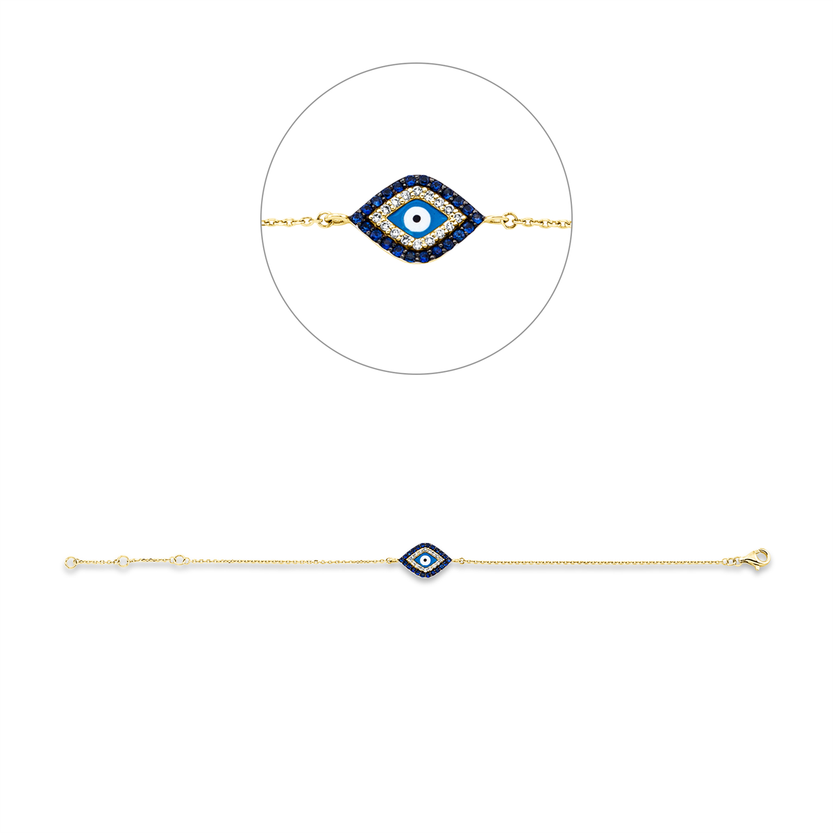 5C968G Armband Gelbgold 18kt 0,08 Diamantschmuck Farbstein 0,19 ct - 5C968 – Bild 1