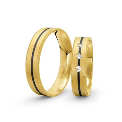 Trauringe Silber / Schwarz Rhodiniert / Gelbgold plattiert / 925 Silber | Modell Zum-1004s