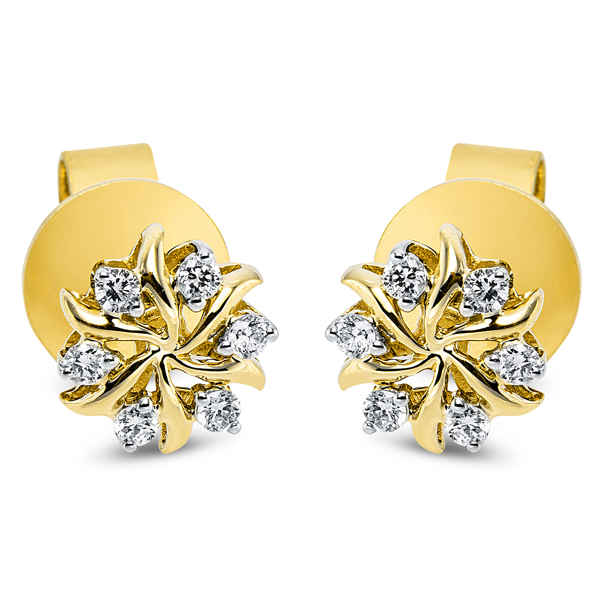 2M316G Ohrstecker Gelbgold 18kt 0,12 Diamantschmuck mit 12 Diamanten - 2M316 – Bild 1