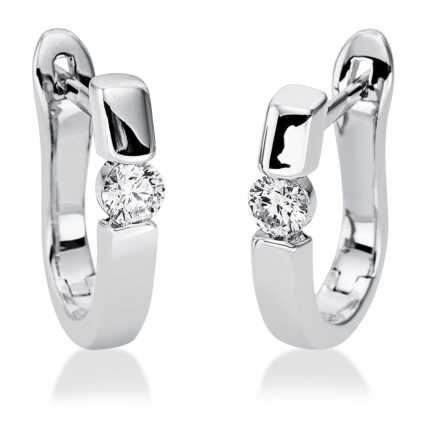Creolen Weißgold 18kt 0,19 Diamantschmuck mit 2 Diamanten - 2M675