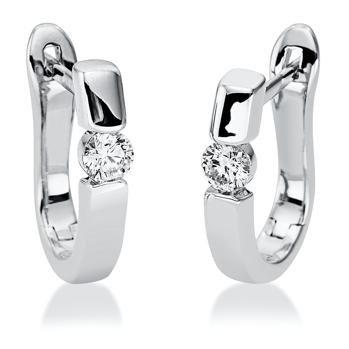 2M675W Creolen Weißgold 18kt 0,19 Diamantschmuck mit 2 Diamanten - 2M675 – Bild 1