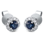 Ohrstecker 4er-Krappe Weißgold 18kt 0,22 Diamantschmuck Farbstein 0,76 ct - 2N679