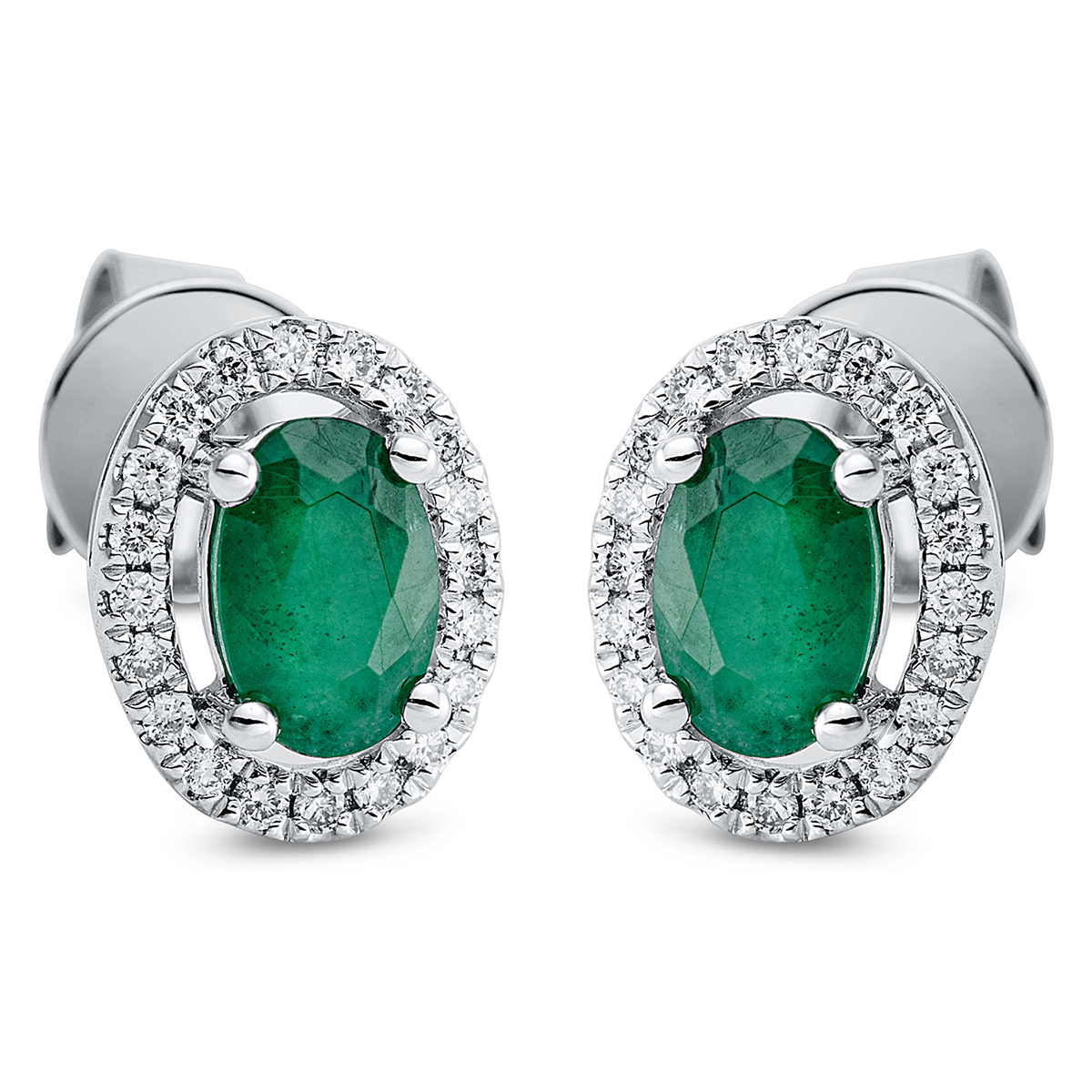 2N684W Ohrstecker 4er-Krappe Weißgold 18kt 0,15 Diamantschmuck Farbstein 0,84 ct - 2N684 – Bild 1