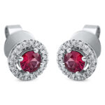 Ohrstecker 4er-Krappe Weißgold 18kt 0,13 Diamantschmuck Farbstein 0,8 ct - 2N685