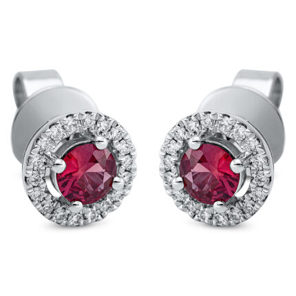 Ohrstecker 4er-Krappe Weißgold 18kt 0,13 Diamantschmuck Farbstein 0,8 ct - 2N685