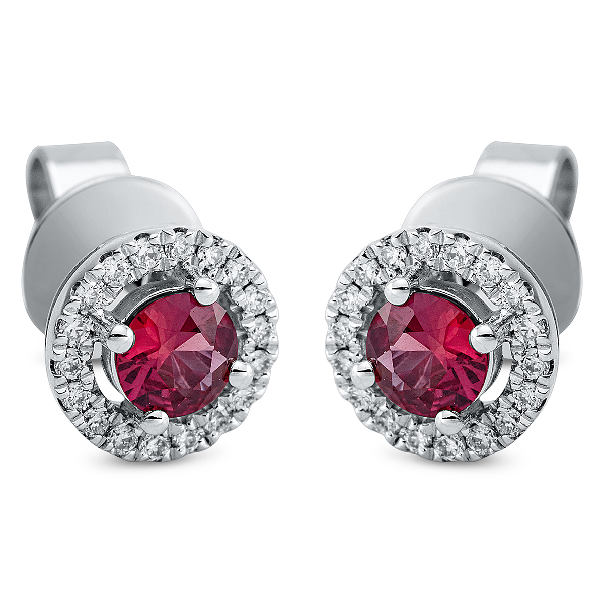 2N685W Ohrstecker 4er-Krappe Weißgold 18kt 0,13 Diamantschmuck Farbstein 0,8 ct - 2N685 – Bild 1