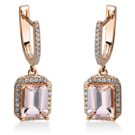Ohrschmuck 4er-Krappe Rosegold 18kt 0,30 Diamantschmuck Farbstein 2,93 ct - 2N690