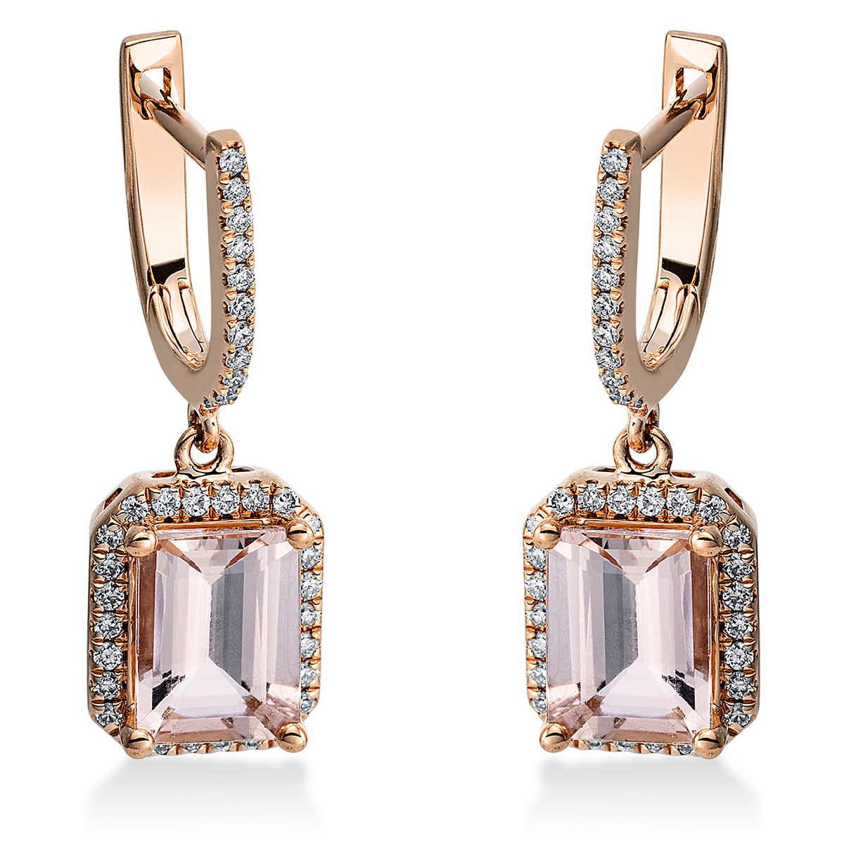 2N690R Ohrschmuck 4er-Krappe Rosegold 18kt 0,30 Diamantschmuck Farbstein 2,93 ct - 2N690 – Bild 1