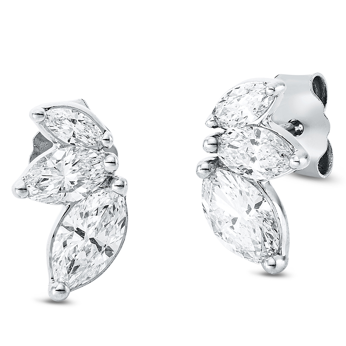 2O533W Ohrstecker Weißgold 18kt 0,69 Diamantschmuck mit 6 Diamanten - 2O533 – Bild 1