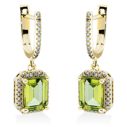 Ohrschmuck 4er-Krappe Gelbgold 18kt 0,30 Diamantschmuck Farbstein 3,23 ct - 2P487